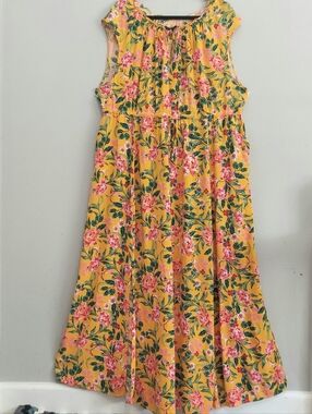 Torrid Yellow Floral Short Sleeve Maxi Dress With Pockets 4X